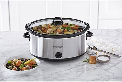 7 Quart Oval Manual Slow Cooker – Stainless Steel - Curated Catalog F9