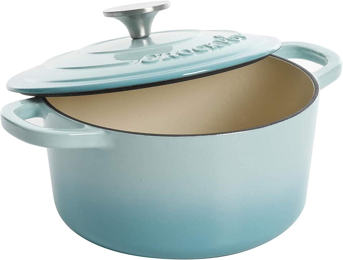 3 Quart Enameled Cast Iron Dutch Oven – Aqua - Curated Catalog I8