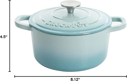 3 Quart Enameled Cast Iron Dutch Oven – Aqua - Curated Catalog I8